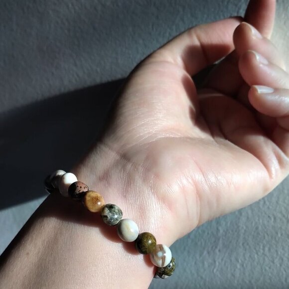 🍁2/30🍁Cute Handmade Elastic River Stones Bracelet Unisex Hand cradted Bracelet - Picture 8 of 15